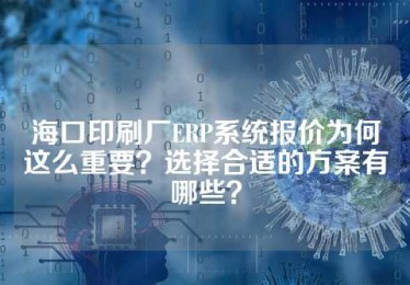 海口印刷厂ERP系统报价为何这么重要？选择合适的方案有哪些？