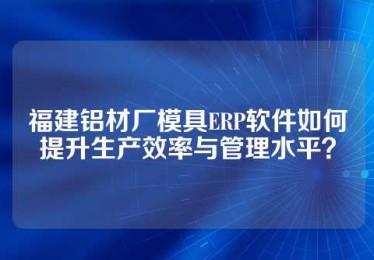 福建铝材厂模具ERP软件如何提升生产效率与管理水平？