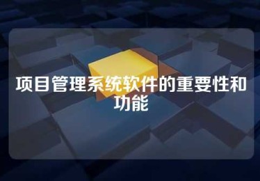 项目管理系统软件的重要性和功能