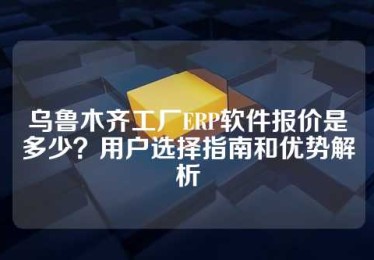 乌鲁木齐工厂ERP软件报价是多少？用户选择指南和优势解析