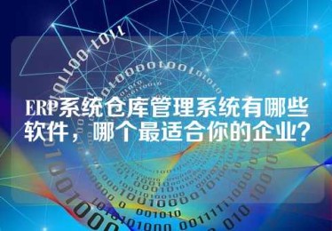 ERP系统仓库管理系统有哪些软件，哪个最适合你的企业？