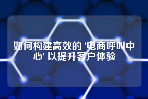 如何构建高效的 '电商呼叫中心' 以提升客户体验
