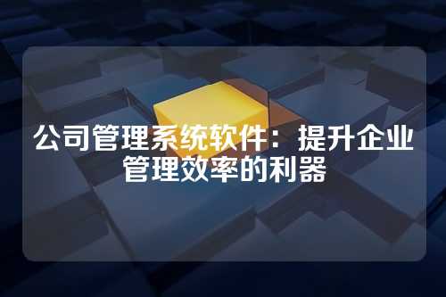 公司管理系统软件:提升企业管理效率的利器