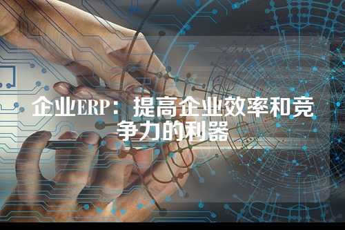 企业ERP：提高企业效率和竞争力的利器