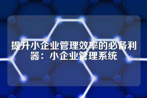 提升小企业管理效率的必备利器：小企业管理系统