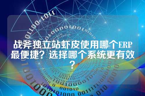 战斧独立站虾皮使用哪个ERP最便捷？选择哪个系统更有效？