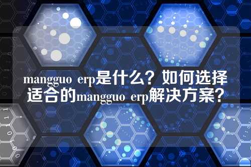 mangguo erp是什么？如何选择适合的mangguo erp解决方案？