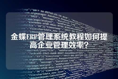 金蝶ERP管理系统教程如何提高企业管理效率？