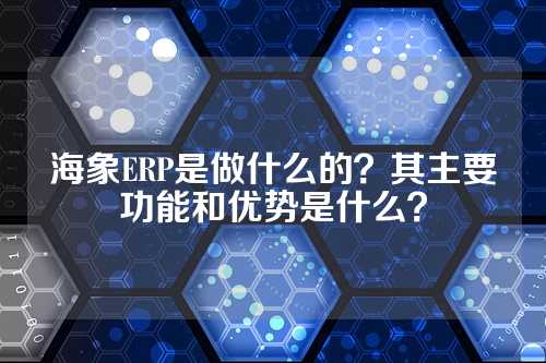 海象ERP是做什么的?其主要功能和优势是什么?