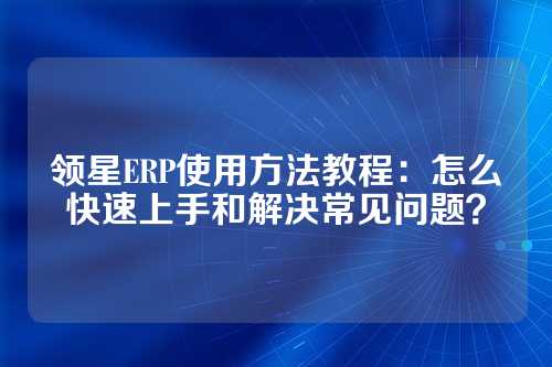 领星ERP使用方法教程：怎么快速上手和解决常见问题？