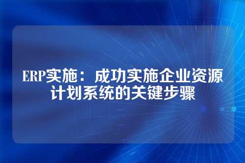 ERP实施:成功实施企业资源计划系统的关键步骤