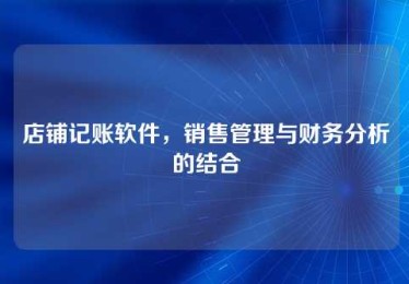 店铺记账软件,销售管理与财务分析的结合 店铺记账软件,销售管理与财务分析的结合