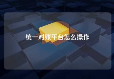 统一对账平台怎么操作 统一对账平台怎么操作