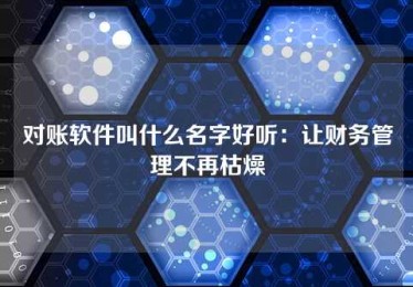 对账软件叫什么名字好听:让财务管理不再枯燥 对账软件叫什么名字好听:让财务管理不再枯燥