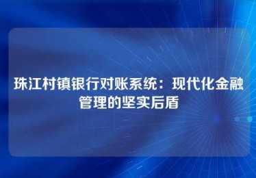 珠江村镇银行对账系统:现代化金融管理的坚实后盾 珠江村镇银行对账系统:现代化金融管理的坚实后盾