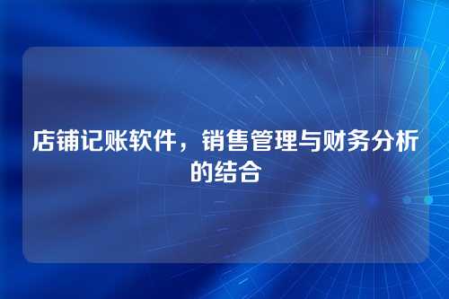 店铺记账软件,销售管理与财务分析的结合