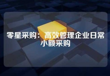 零星采购：高效管理企业日常小额采购