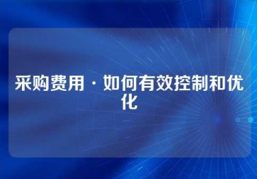 采购费用·如何有效控制和优化