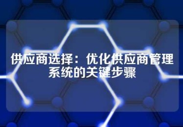 供应商选择：优化供应商管理系统的关键步骤