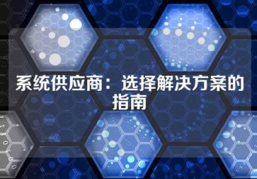 系统供应商：选择解决方案的指南