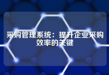 采购管理系统：提升企业采购效率的关键