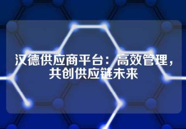 汉德供应商平台：高效管理，共创供应链未来