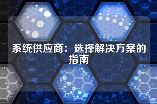 系统供应商:选择解决方案的指南