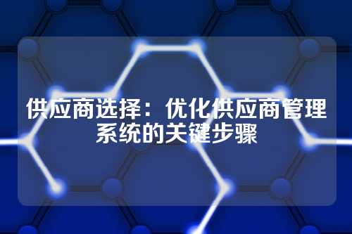 供应商选择:优化供应商管理系统的关键步骤