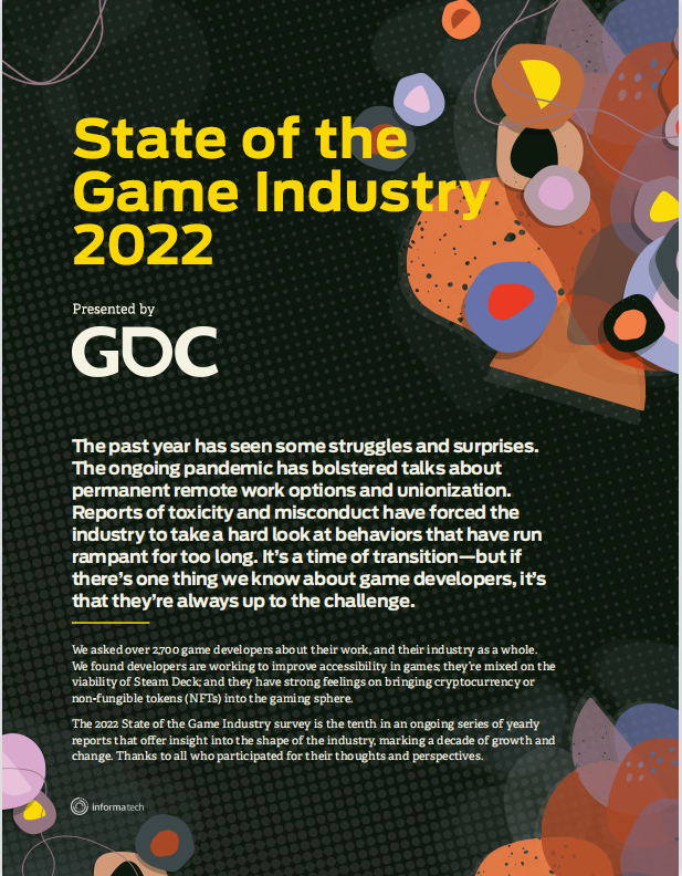 游戏开发者大会GDC2022年游戏行业现状调查报告