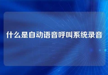 什么是自动语音呼叫系统录音