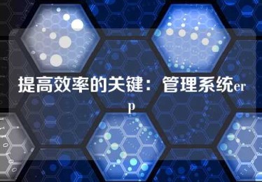 提高效率的关键：管理系统erp
