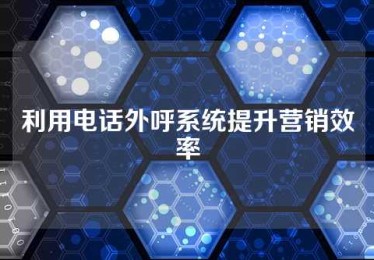 利用电话外呼系统提升营销效率
