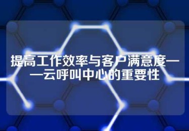 提高工作效率与客户满意度——云呼叫中心的重要性