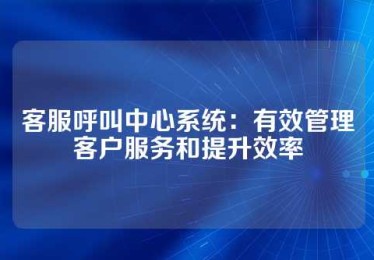 客服呼叫中心系统：有效管理客户服务和提升效率