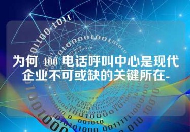 为何 400 电话呼叫中心是现代企业不可或缺的关键所在-