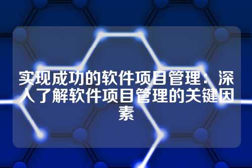 实现成功的软件项目管理:深入了解软件项目管理的关键因素