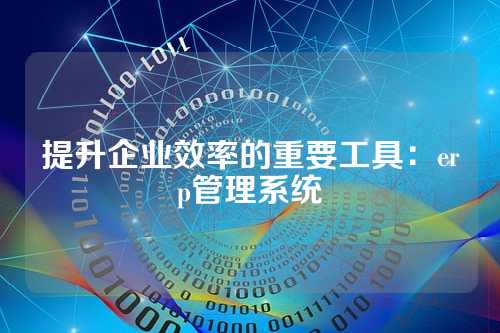 提升企业效率的重要工具：erp管理系统