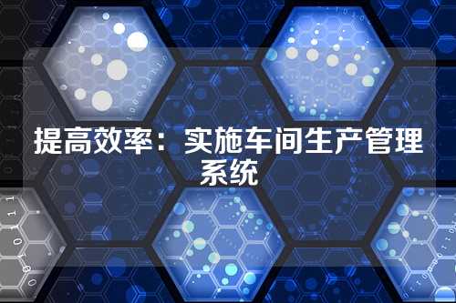 提高效率：实施车间生产管理系统