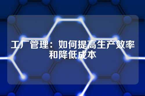 工厂管理：如何提高生产效率和降低成本