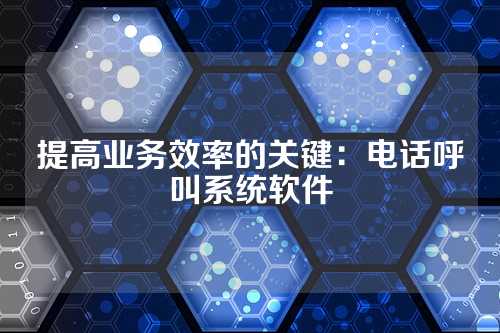 提高业务效率的关键：电话呼叫系统软件