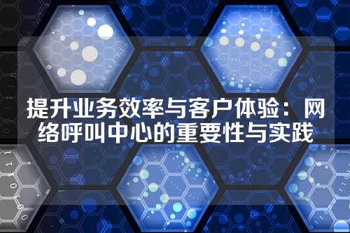 提升业务效率与客户体验:网络呼叫中心的重要性与实践
